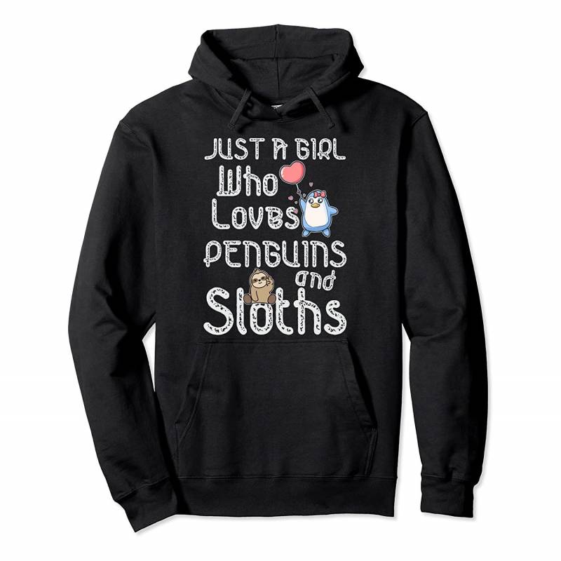 Just a Girl Who Loves Penguin and Sloth Animal Lover Pullover Hoodie, T Shirt, Sweatshirt