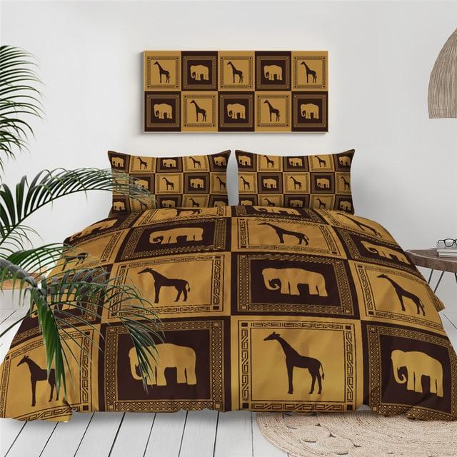 Giraffe And Elephant 3 Pieces Quilted Comforter Set