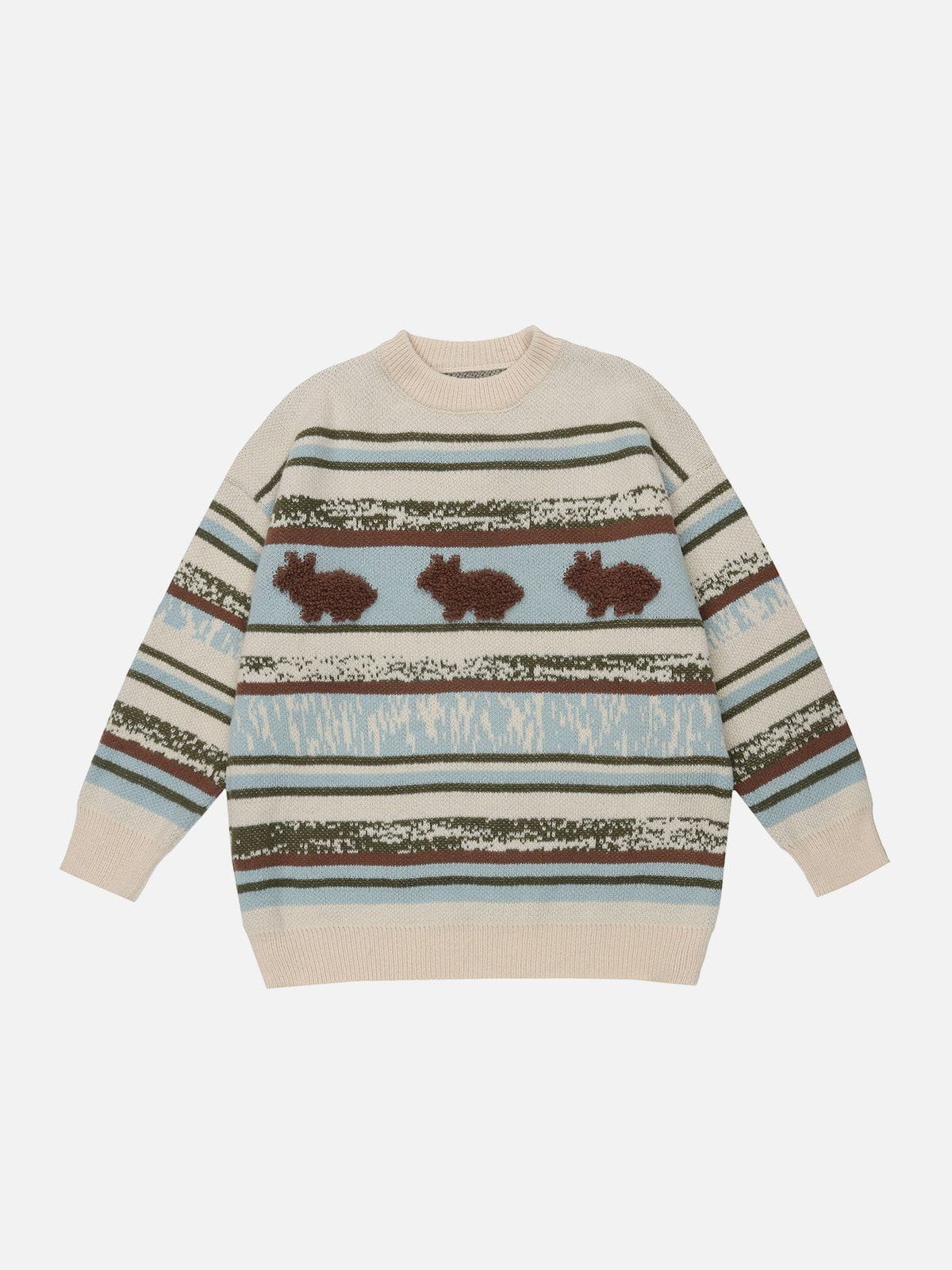 Talishko™ – Striped Rabbit Silhouette Jacquard Knit Sweater