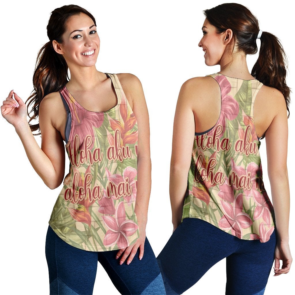 Hawaiian Tropical Hibiscus Plumeria Racerback Tank Ha13405