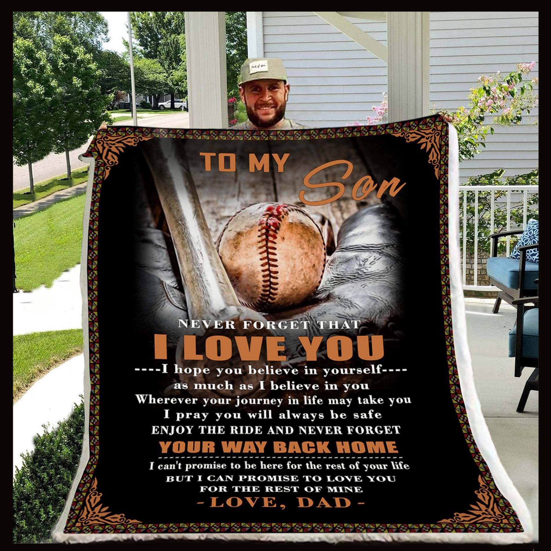 Dad To Son – Never Forget Your Way Back Home Baseball Blanket Meaningful Christmas Gift For Son