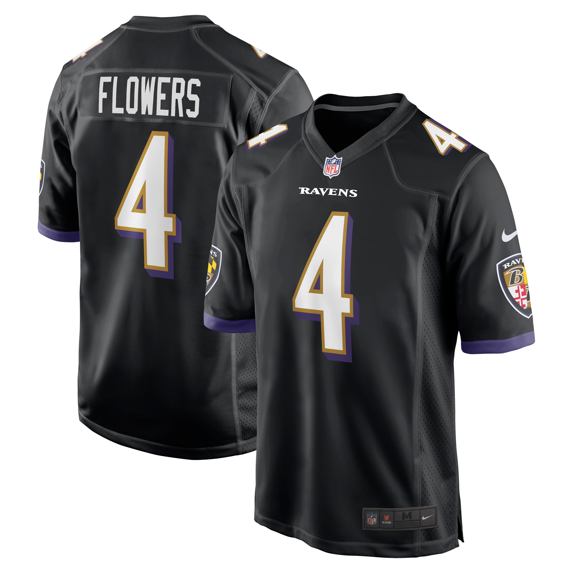 Men’s Baltimore Ravens Zay Flowers Black Team Game Jersey