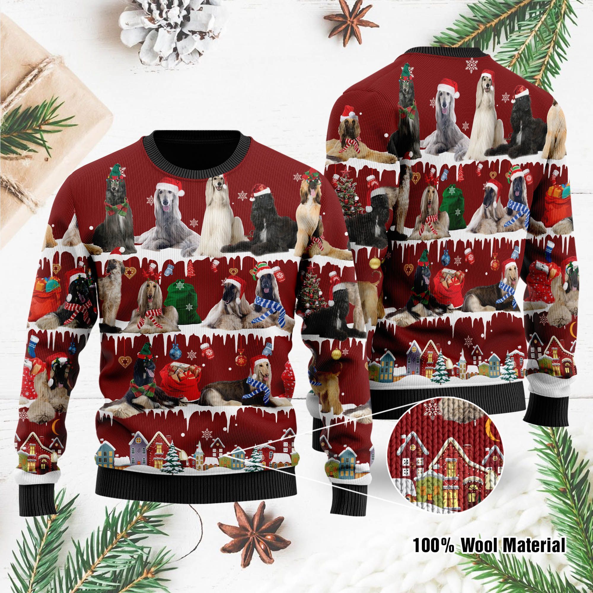 Afghan Hound Ugly Christmas Sweater For Afghan Hound Lovers On National Ugly Sweater Day And Christmas Time