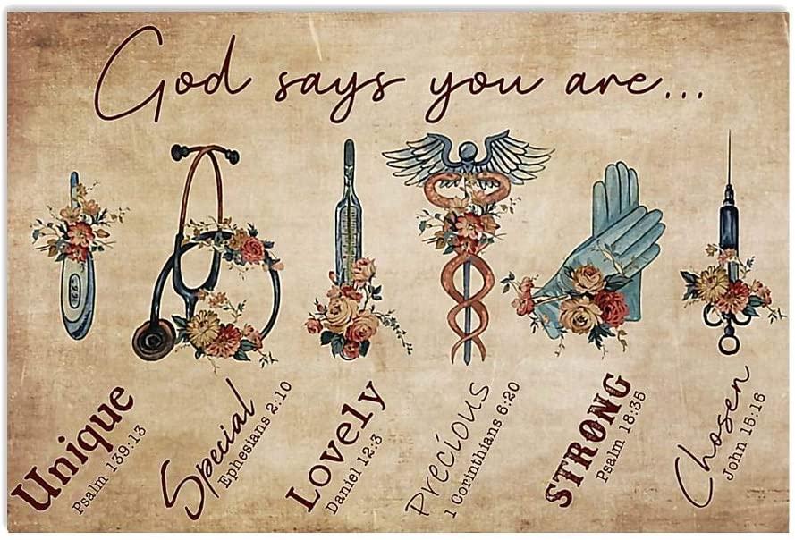 Vintage Physician Assistant – God Says You Are Strong Poster Art Print      Home Decor Gift For Men Women Family Friend On Birthday Xmas