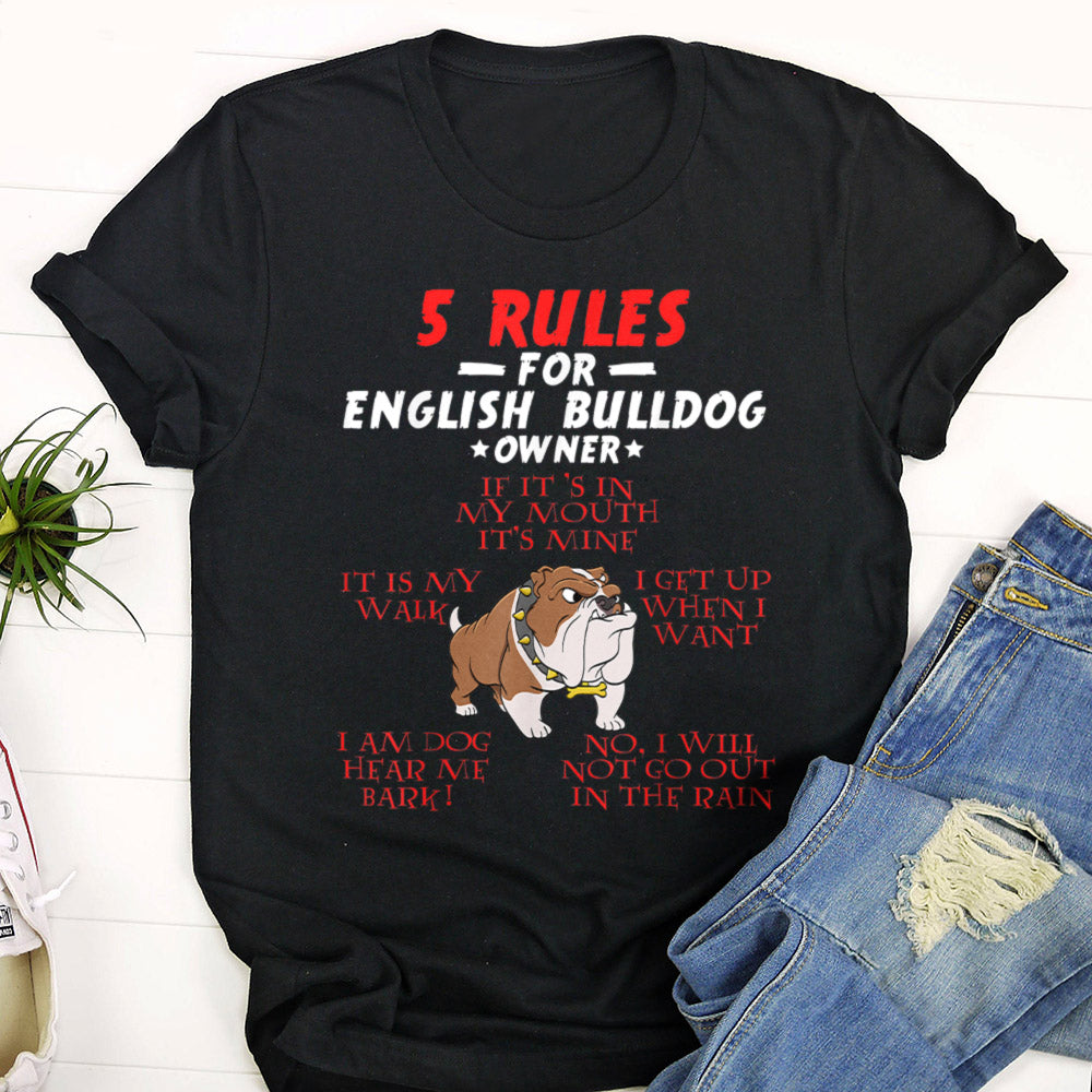5 Rules For English Bulldog Owners T-Shirt – Furlidays