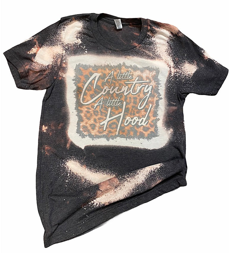 A Little Country A Little Hood Leopard Bleached Dye Canvas Girlie T Shirt