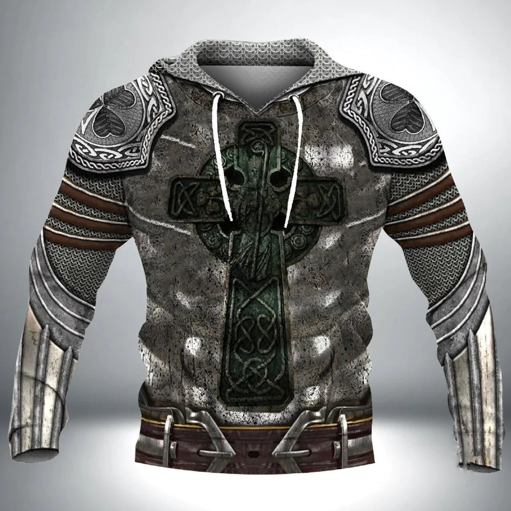 3D All Over Print Celtic Cross Irish Armor Knight Warrior Shirt, Gift For Irish Man In St Patrick’S Day