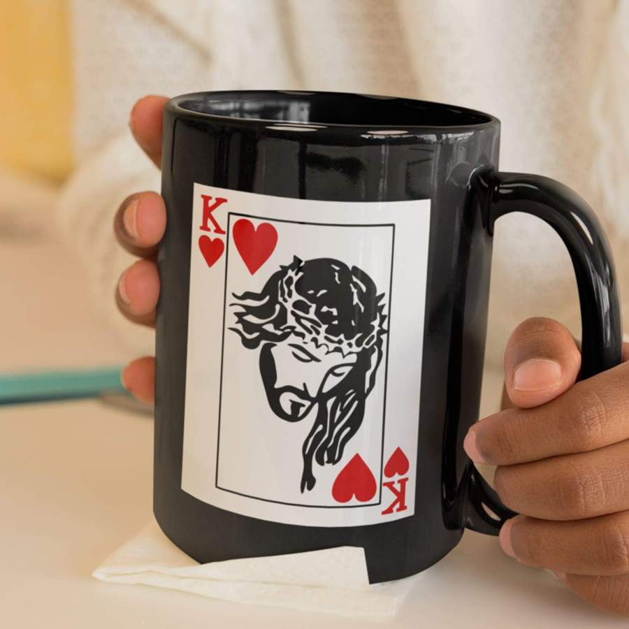 Jesus is King of hearts coffee mug