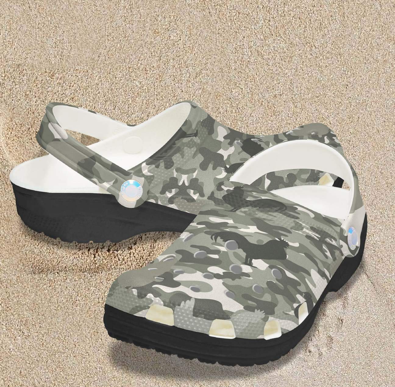 Chicken Personalized Clog, Custom Name, Text, Color, Number Fashion Style For Women, Men, Kid, Print 3D Softball Mom Camouflage Pattern