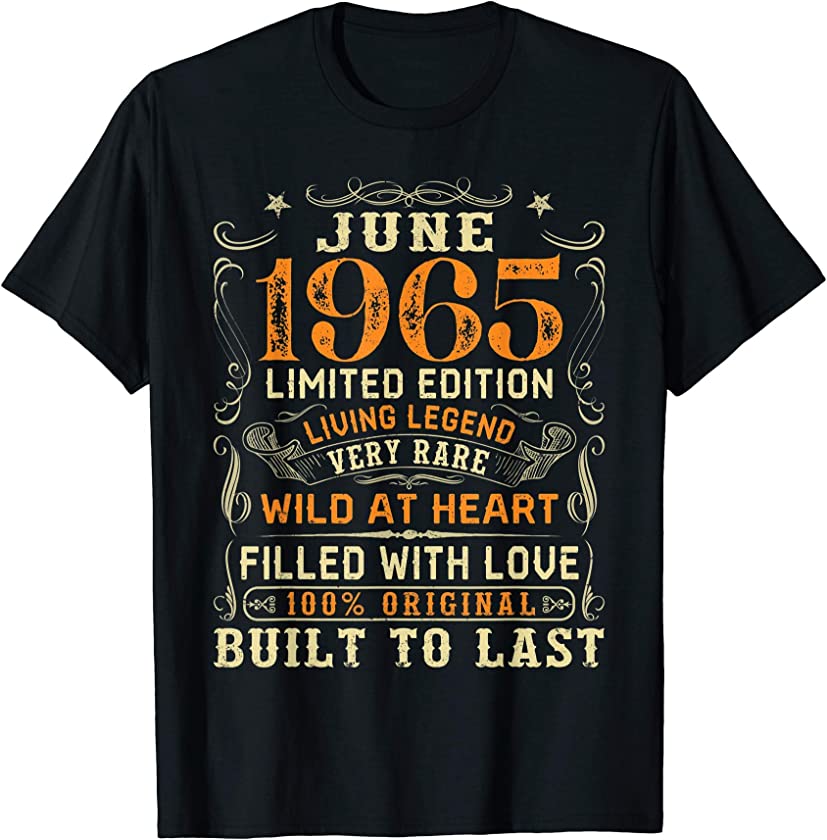 Vintage June 1965 Awesome 56 Yrs Old 56th Birthday Gift T-Shirt