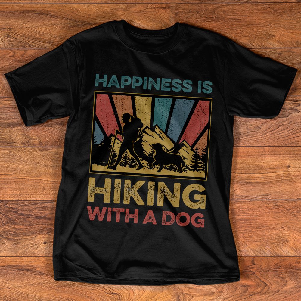 Vintage Happiness Is Hiking With A Dog Gift Standard/Premium T-Shirt