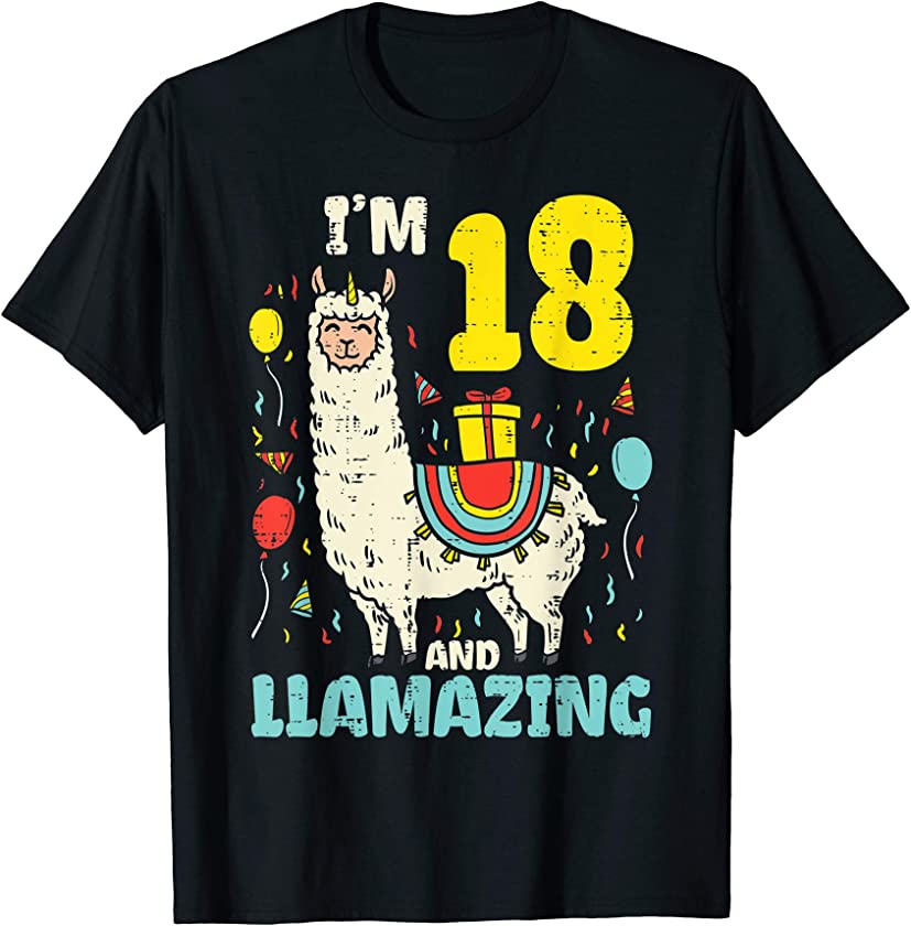 18 Llamazing Llama Cute Alpaca Animal 18th Birthday Gift T-Shirt