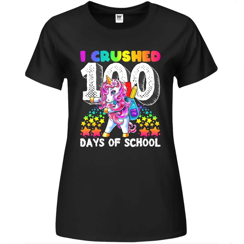 I Crushed 100 Days Of School Flossing Unicorn Gift For Girls Premium Womens T Shirts