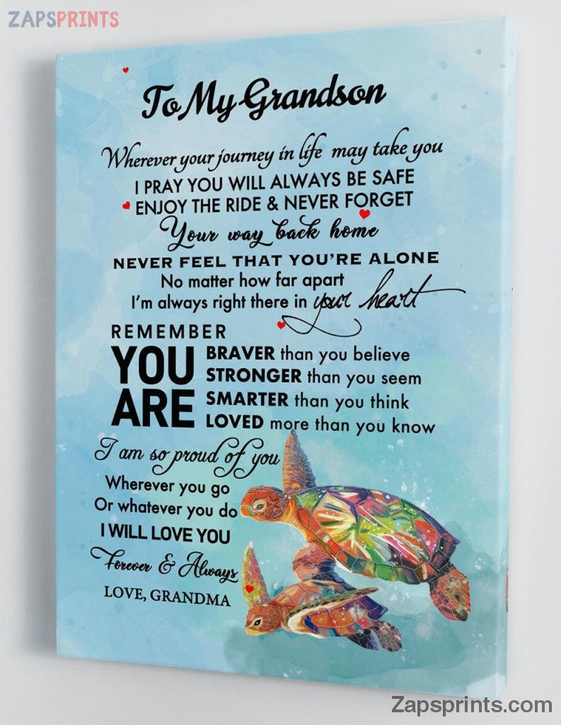 Grandchildren Canvas  – To My Grandson – From Grandma – Framed Canvas Gift Gms052 – Drandkids Canvas Artblankets.