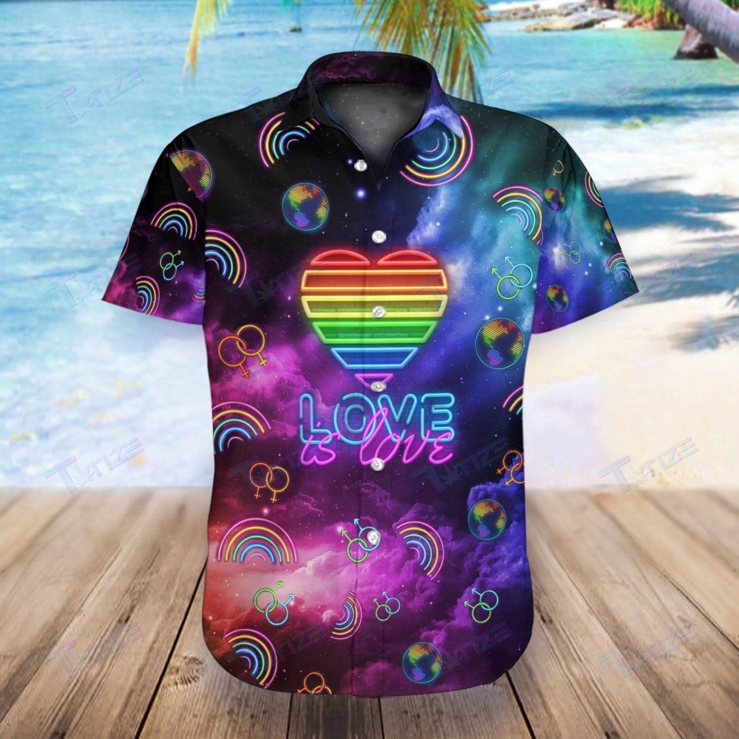 Lgbt Galaxy Love Is Hawaiian All Over Printed Shirt Size S Ha58579