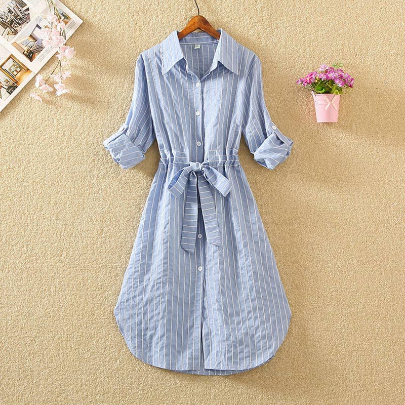 Autumn Winter Women Office Shirt Dresses Casual Long Sleeve Striped Party Dress 2020 Vintage Midi Dress Vestidos Plus Size alx