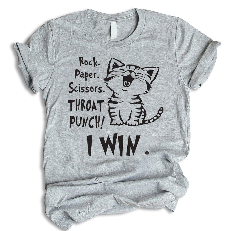 Rock Paper Scissors Throat Punch I Win Shirt, Cute Cat Shirt, Funny Cat Shirt, Gift For Cat Lovers, Cat Hoodie, Pet Lover Gift