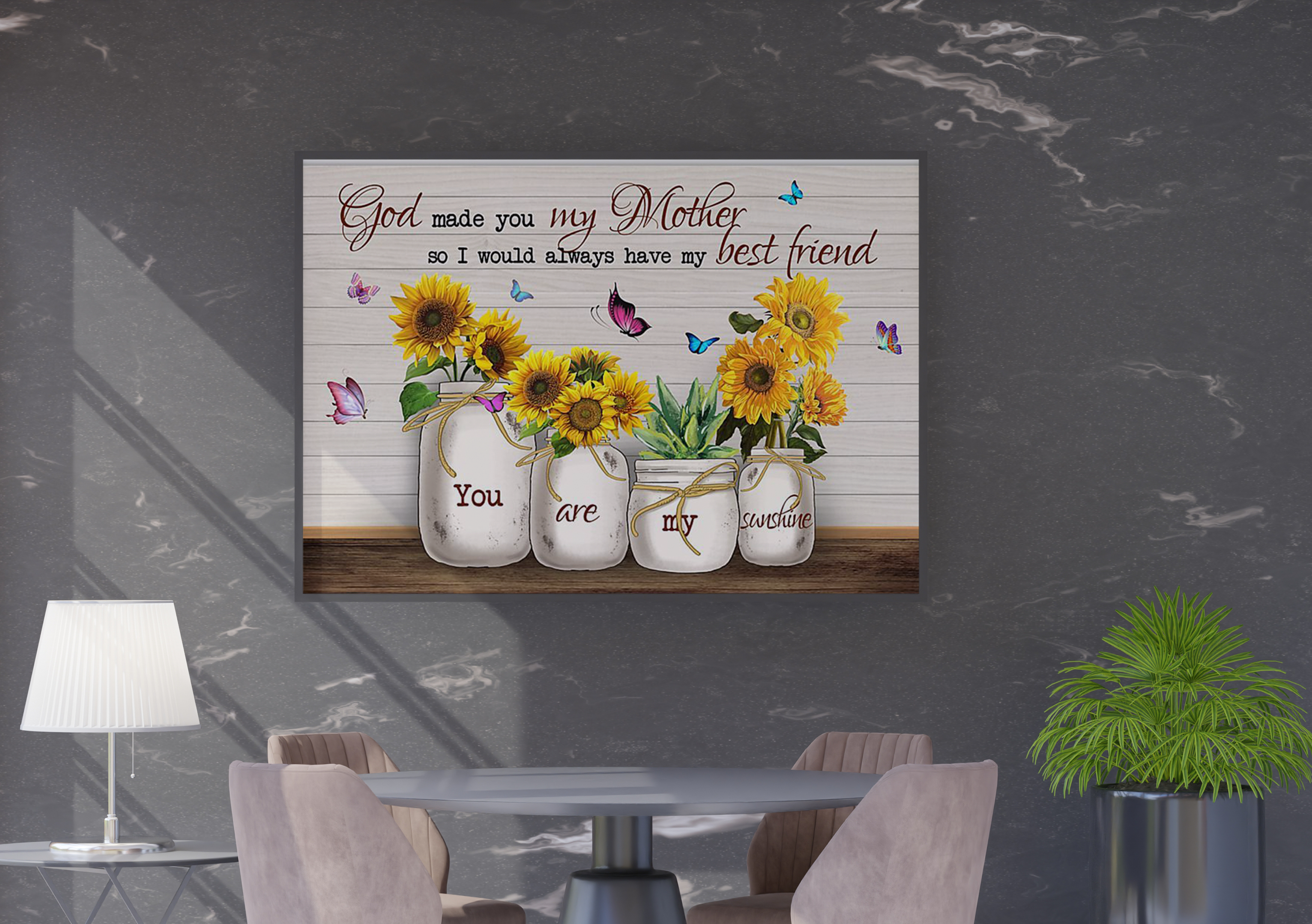 Butterfly Poster Wall Art – God Made You My Mother So I Would Always Have My Best Friends, Poster Home Decor, Gift For Mom