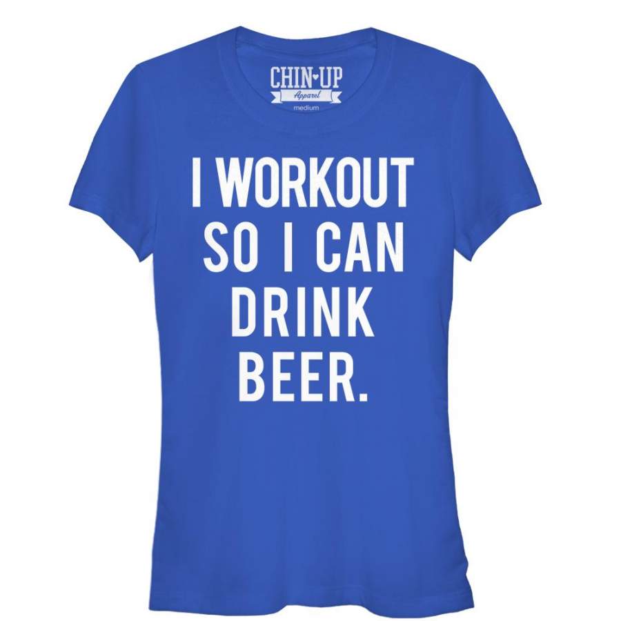 CHIN UP Junior’s Workout for Beer  T Shirt Royal