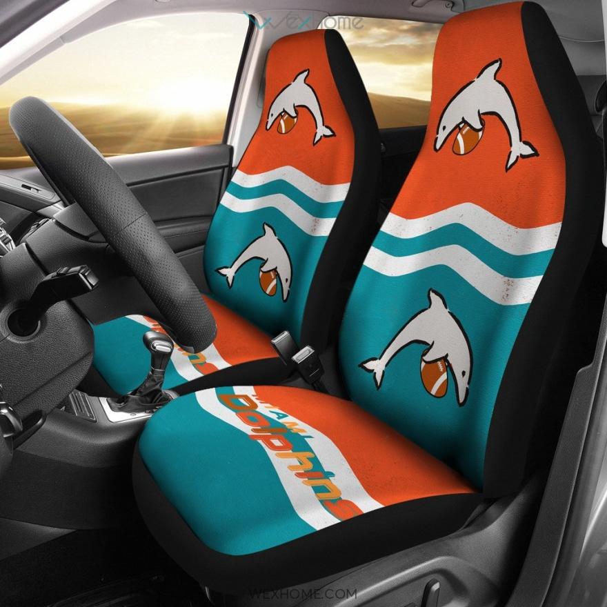 Miami Dolphins Football Car Seat Covers | Miami Dolphins Fanart Vintage Style Minimal Seat Covers