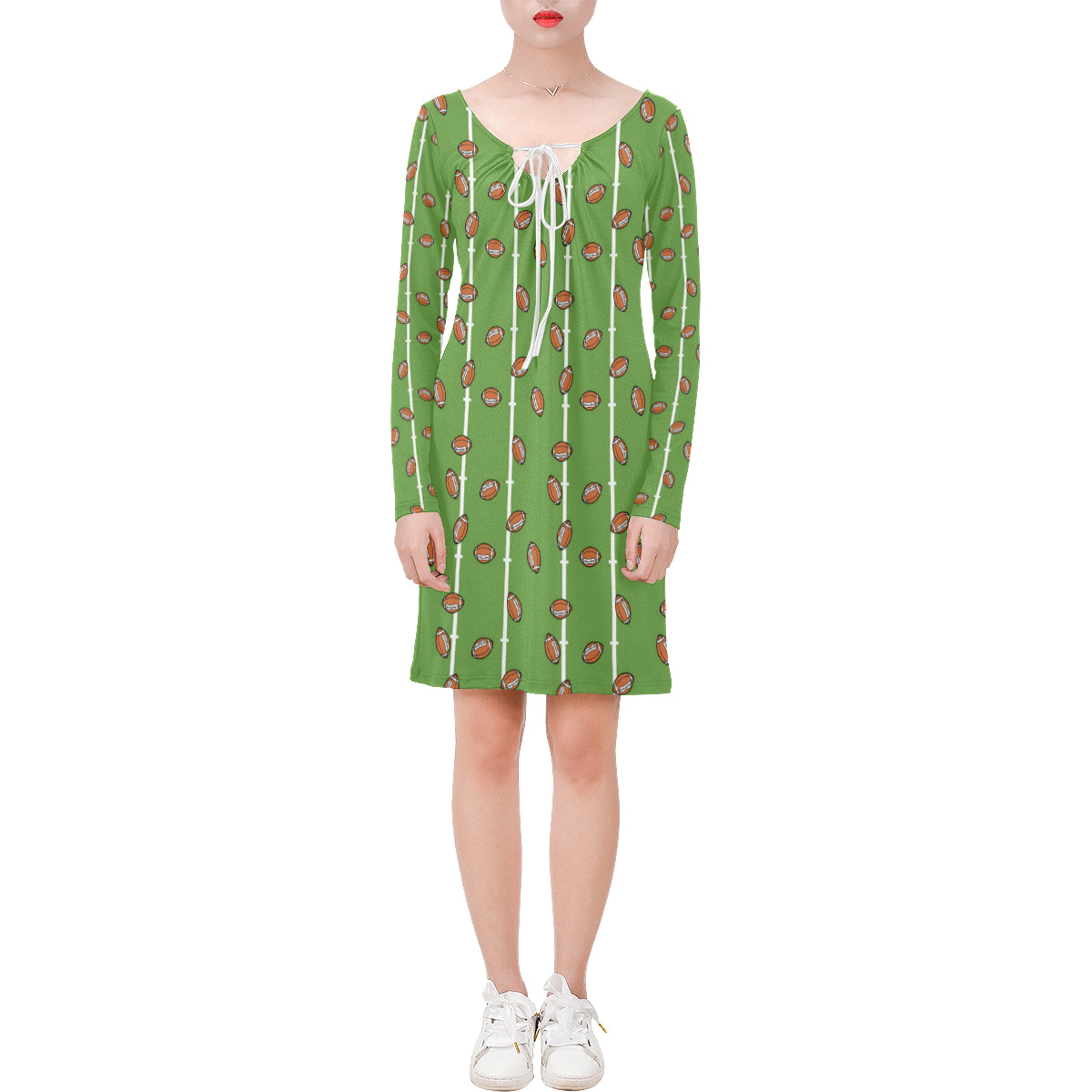 American Football On Field Themed Print Long Sleeves Dress Shirtstore24H
