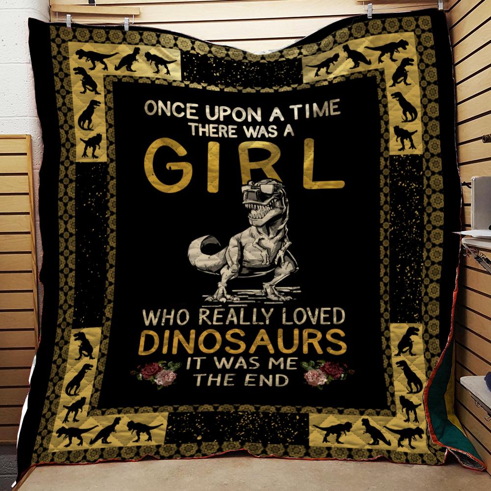 Dinosaur Girl Quilt Blanket