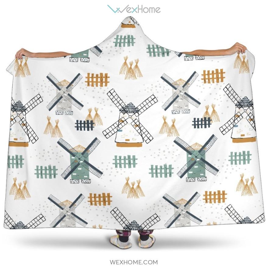 Windmill Pattern Hooded Blanket