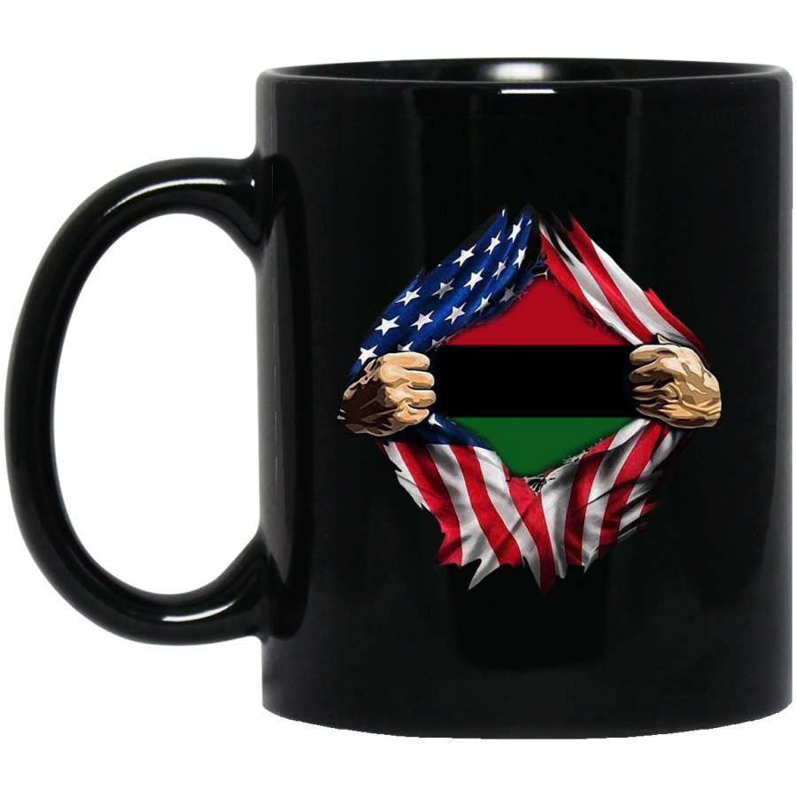 African American Coffee Mug African Flag Inside Shirt 11oz – 15oz Black Mug