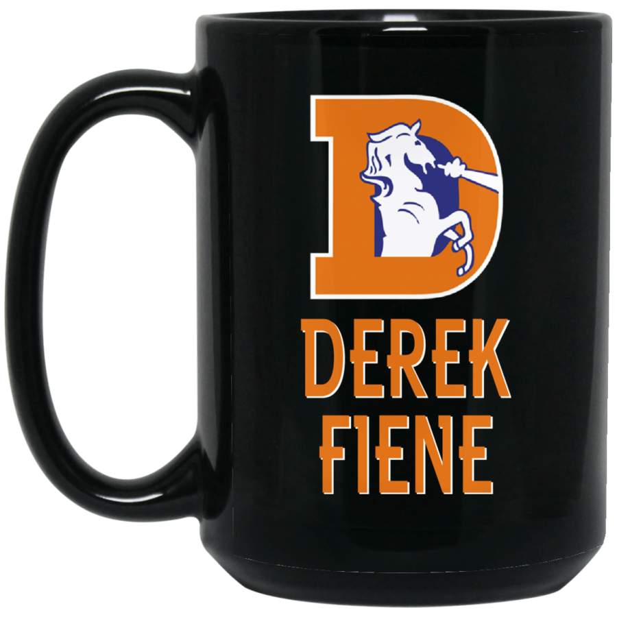 Custom Personalized Denver Broncos Old Logo Orange-White Derek FIENE BM15OZ 15 oz. Black Mug