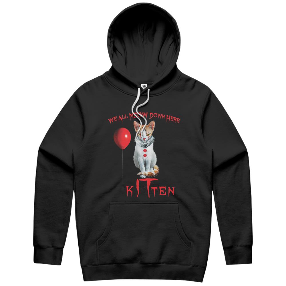 We All Meow Down Here Clown Cat Kitten Hoodie