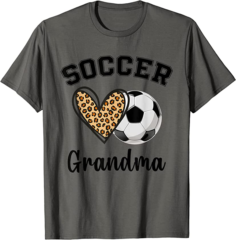 Soccer Grandma Leopard Heart Sports Players Mothers Day T-Shirt