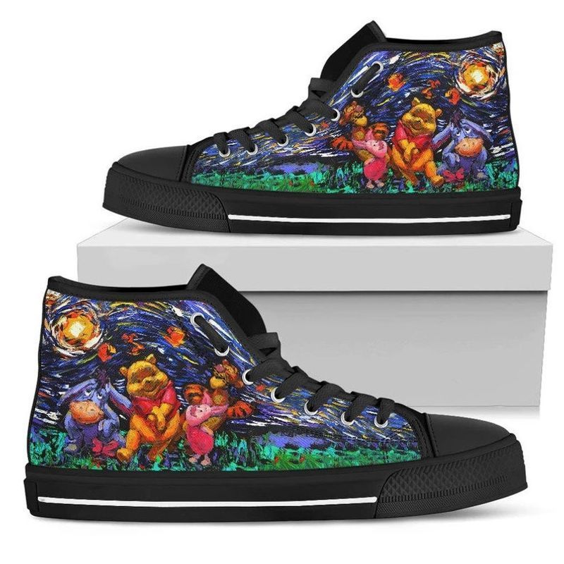 Starry Night Winnie The Pooh And Friends 3 High Top Shoes