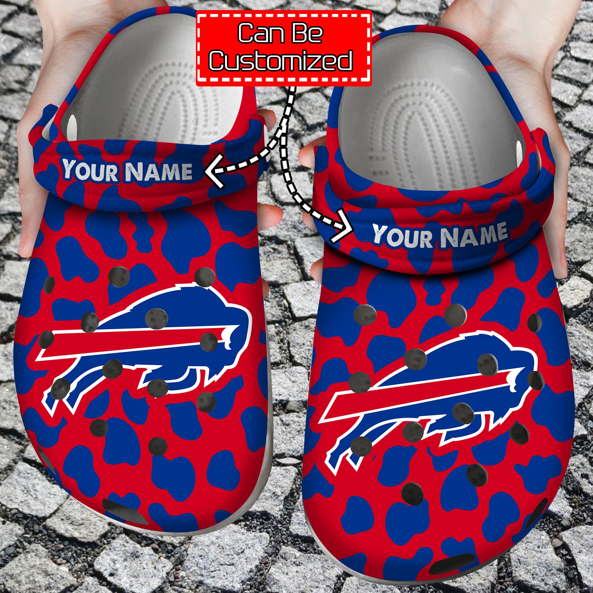 Custom Team Logo & Name Football Cow Animal Print New Crocs Style Clog Shoes