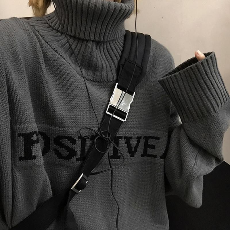 Y2K Clothes Oversized Sweater Pullovers Winter Women Clothing Korean Fashion Knitwears Pull Femme Turtleneck Black Sweaters alx