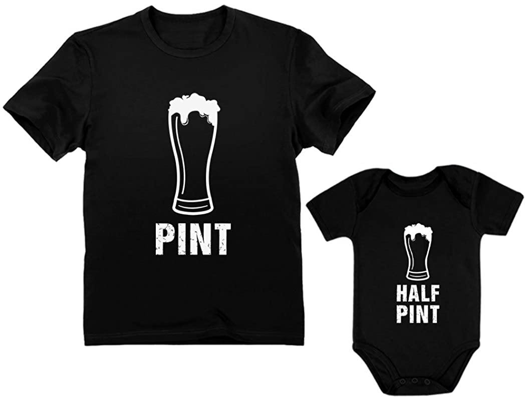 Pint & Half Pint Baby Bodysuit & Men’S Shirt Matching Set Father & Child Outfit 2021 Father’S Day Gift