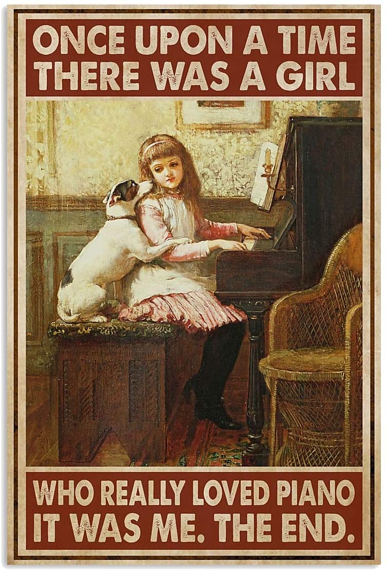 Vintage Piano A Girl Really Loved Piano Poster Art Print      Home Decor Gift For Family Friend On Birthday