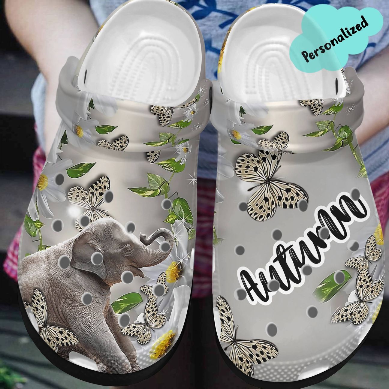 Elephant Personalized Clog, Custom Name, Text, Color, Number Fashion Style For Women, Men, Kid, Print 3D My Baby Elephant