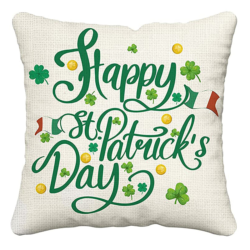 St Patricks Day Throw Pillow Covers Spring Green Irish Shamrock Clover Lucky Home Decor Happy St Patrick’S Holiday Outdoor Farmhouse Sofa Couch Accents Cushion Cases