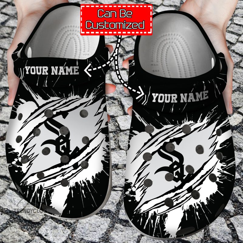 Baseball Personalized CWhite Sox Ripped Claw Clog Shoes