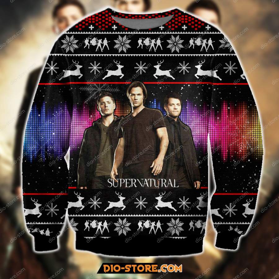 3D ALL OVER PRINT KNITTING PATTERN SUPERNATURAL MOVIE UGLY CHRISTMAS SWEATER