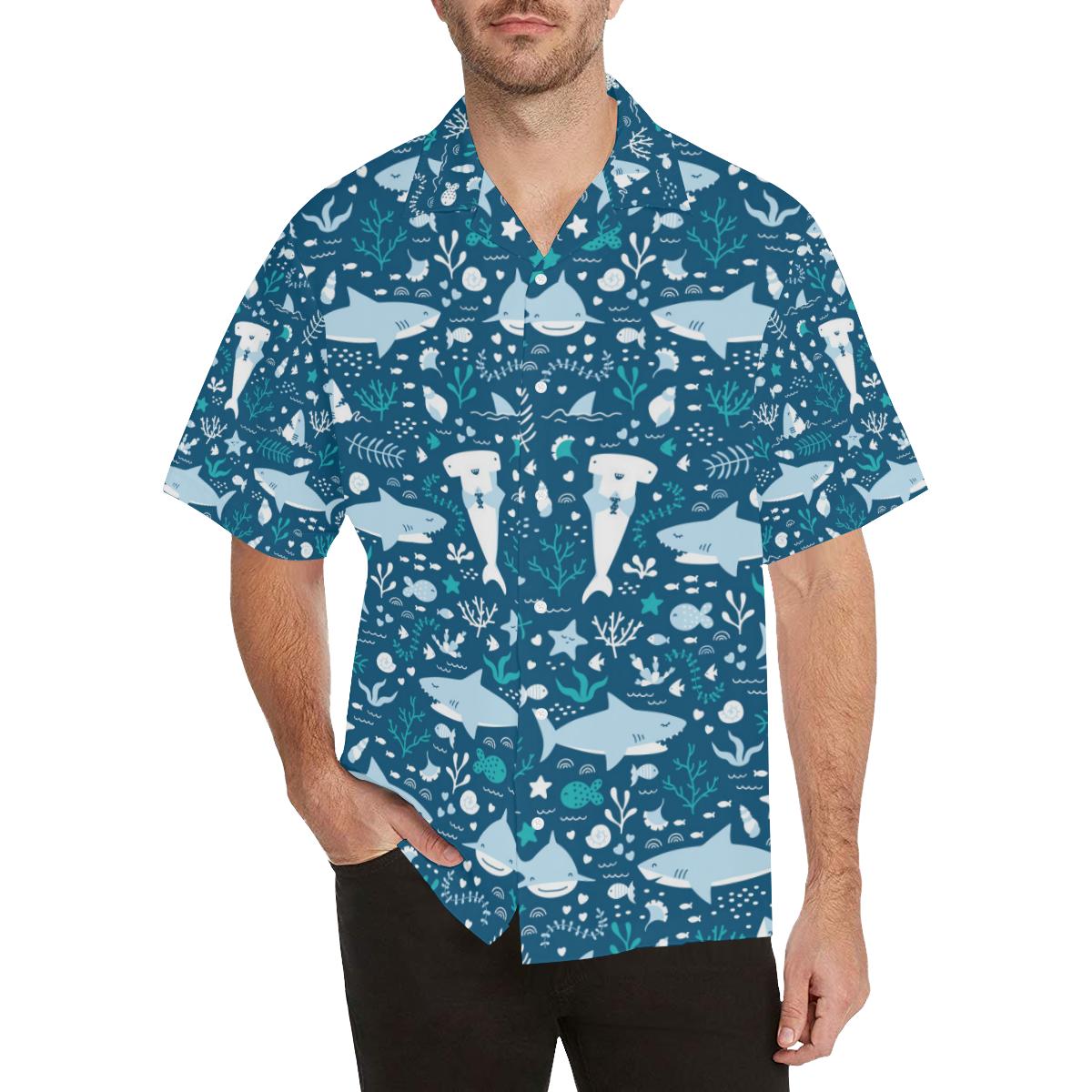 Cute shark pattern Men’s All Over Print Hawaiian Shirt