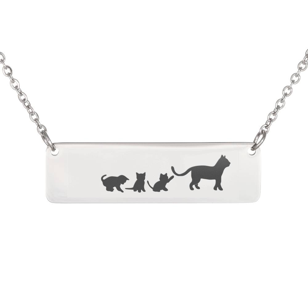 Mama Cat And 3 Kittens Necklace-Personalize With Your Own Message