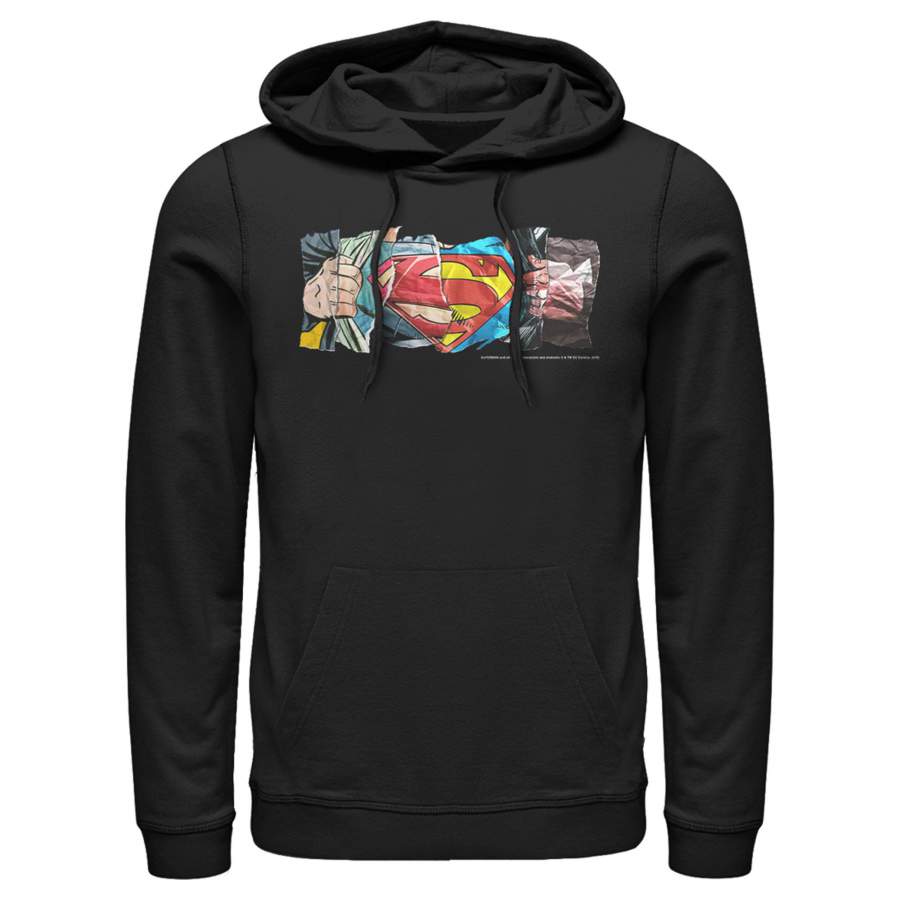 Superman Men’s Logo Ripped Paper  Lightweight Hoodie