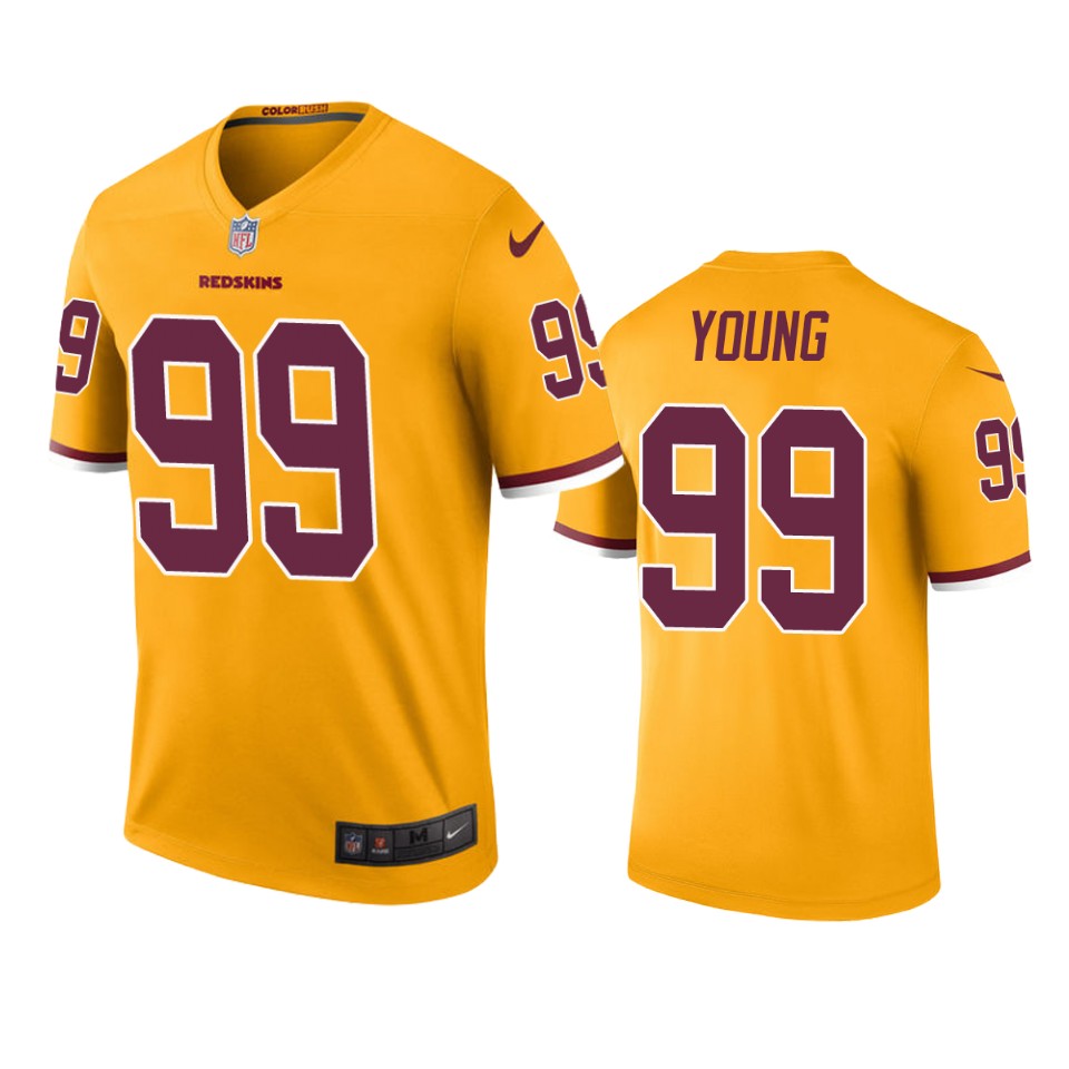 Washington Redskins Chase Young Gold Color Rush Legend Jersey