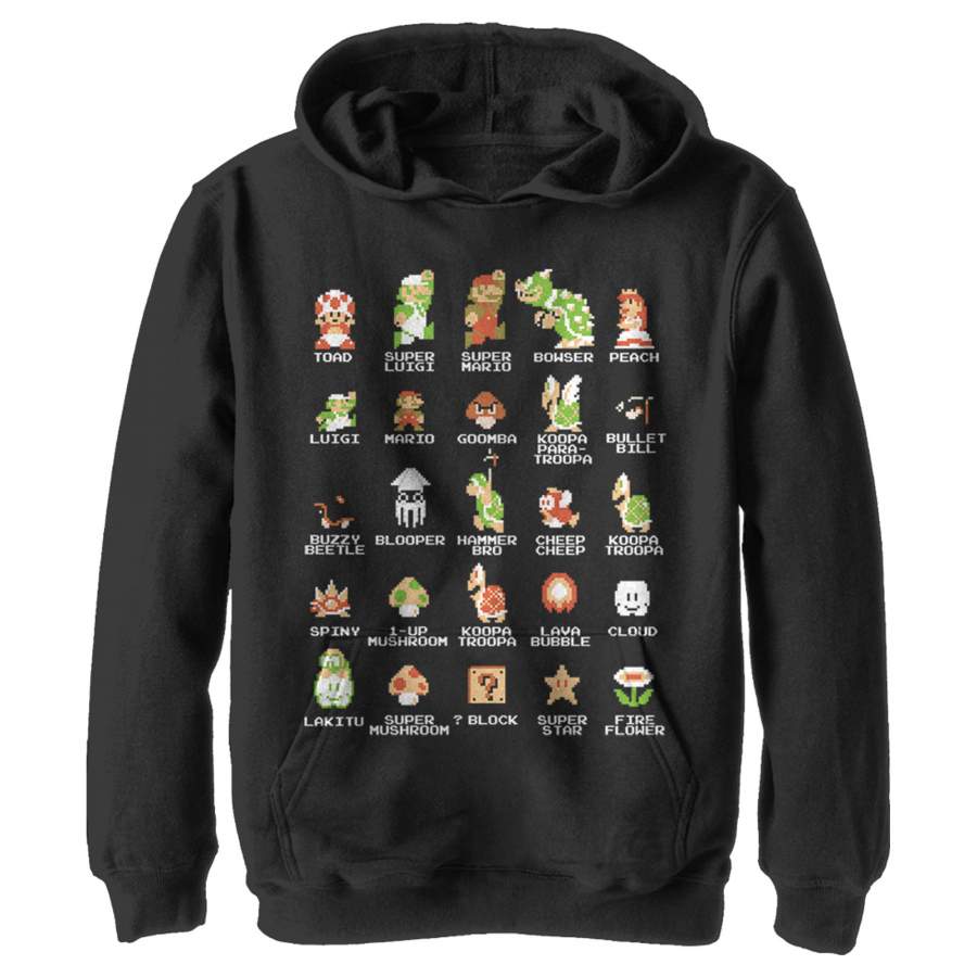 Nintendo Boy’s Super Mario Bros Character Guide  Lightweight Hoodie