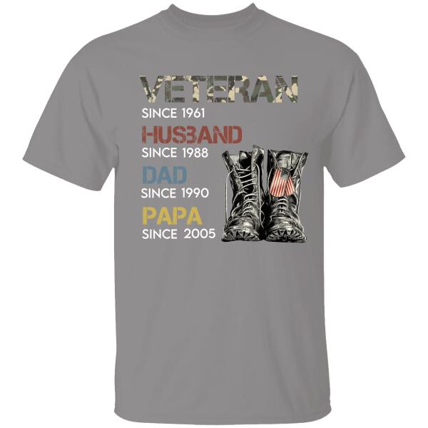 Veteran Husband Dad Papa Personalized T-Shirt For Papa Dad Grandpa