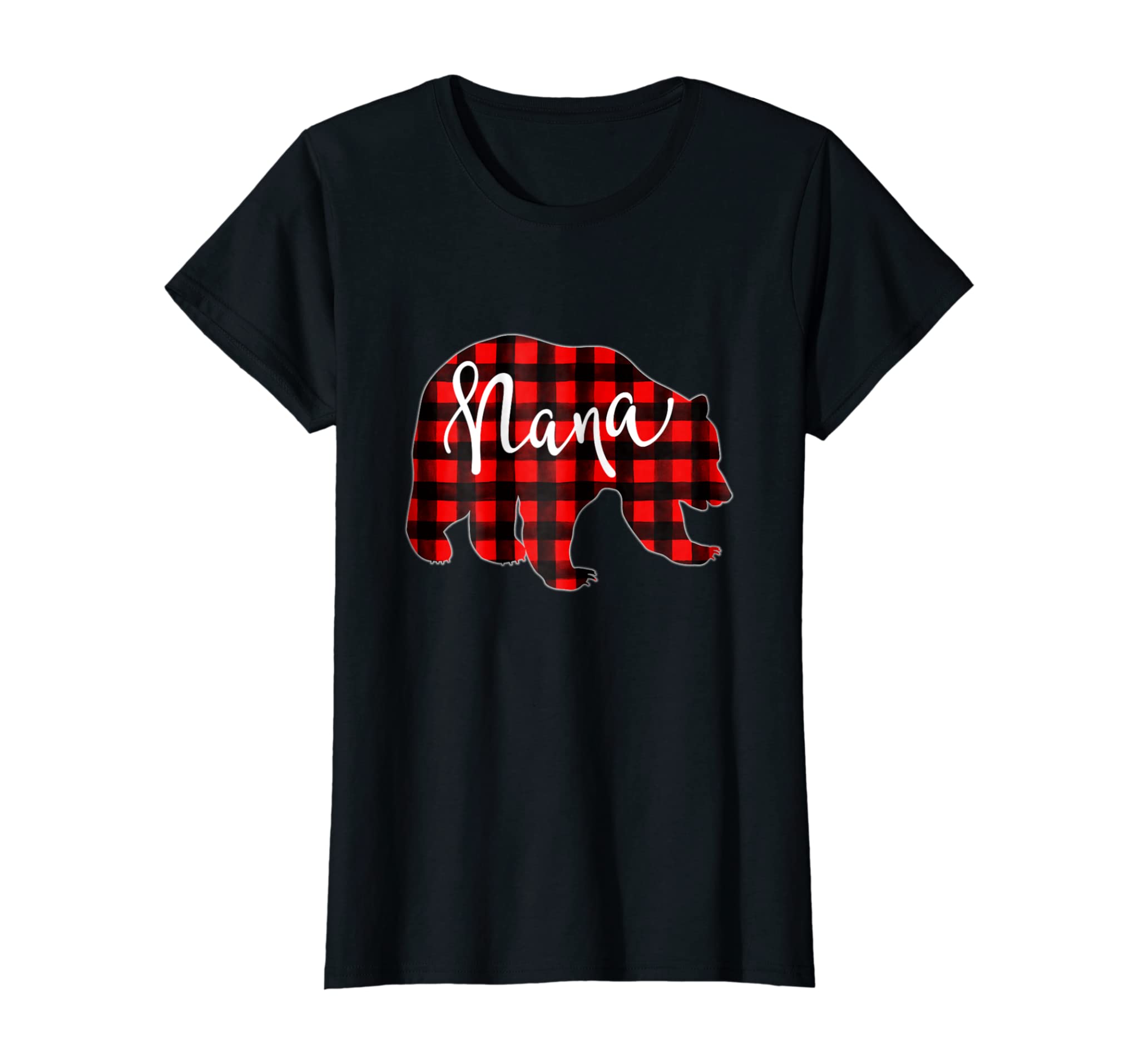 Womens Red Plaid Nana Bear Shirt Matching Pajama Family Buffalo Tee