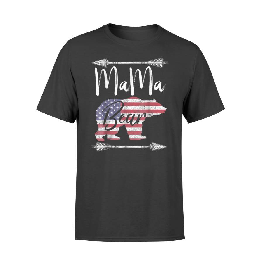 4th Of July For Women Mama Bear American Flag USA Mom T-Shirt