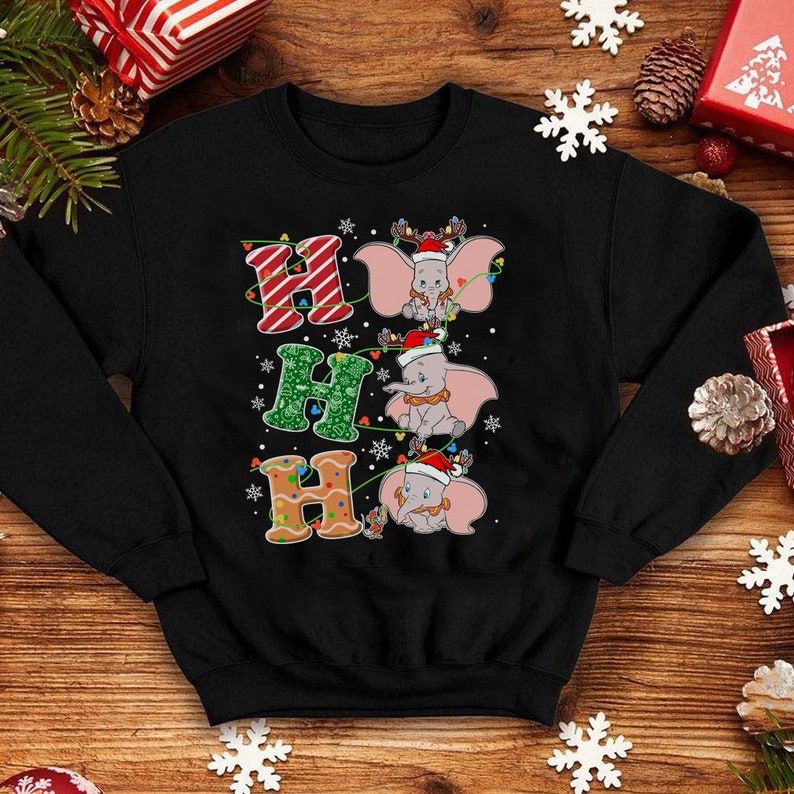 Ho Ho Ho Dumbo Christmas, Elephant Christmas Sweatshirt