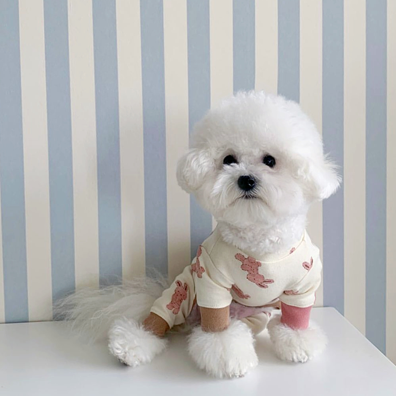 Pet Contrast Color Home Clothes Breathable Dog Clothes Thin Bichon Bottoming Shirt Pink Rabbit Puppy Sweater Summer Clothes alx